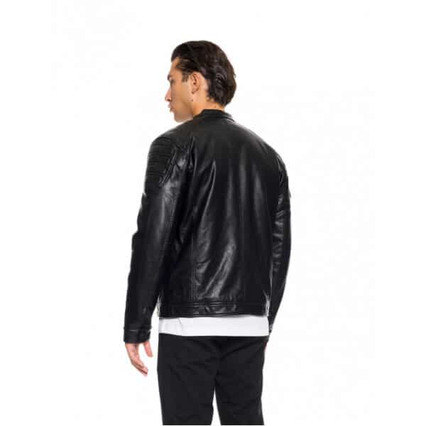 52-201-105#010#4-492x639 Ανδρικό μπουφάν από δερματίνη 52-201-105 Biston fashion μαύρο - Image 3