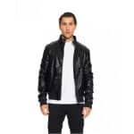 Ανδρικό μπουφάν από δερματίνη Biston fashion 52-201-108 μαύρο