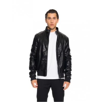 Ανδρικό μπουφάν από δερματίνη Biston fashion 52-201-108 μαύρο