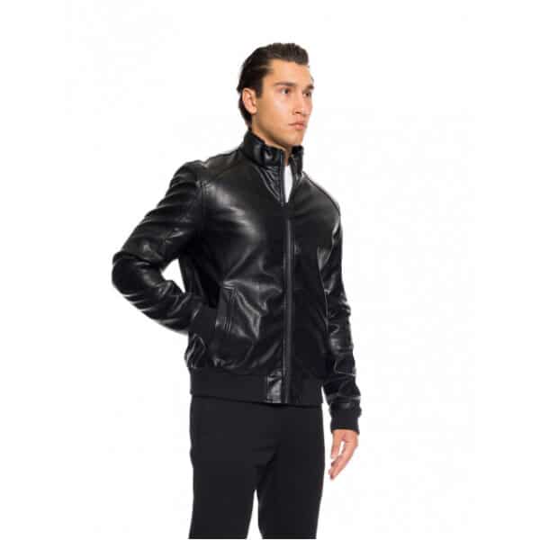 52-201-108#010#3-492x639 Ανδρικό μπουφάν από δερματίνη Biston fashion 52-201-108 μαύρο - Image 3