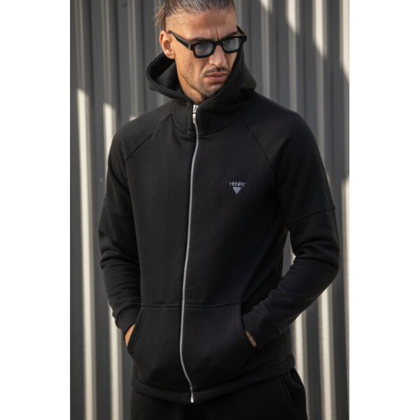 Ανδρική ζακέτα φούτερ Henry-clothing 3-655 μαύρη - Image 1