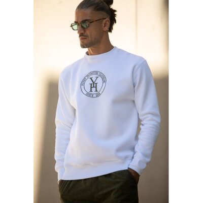 Ανδρική φούτερ λαιμόκοψη Henry-Clothing 3-670 λευκή