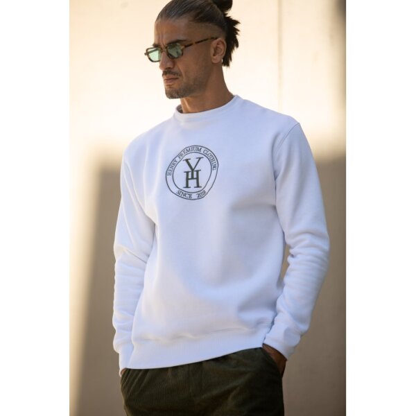 Ανδρική φούτερ λαιμόκοψη Henry-Clothing 3-670 λευκή - Image 1