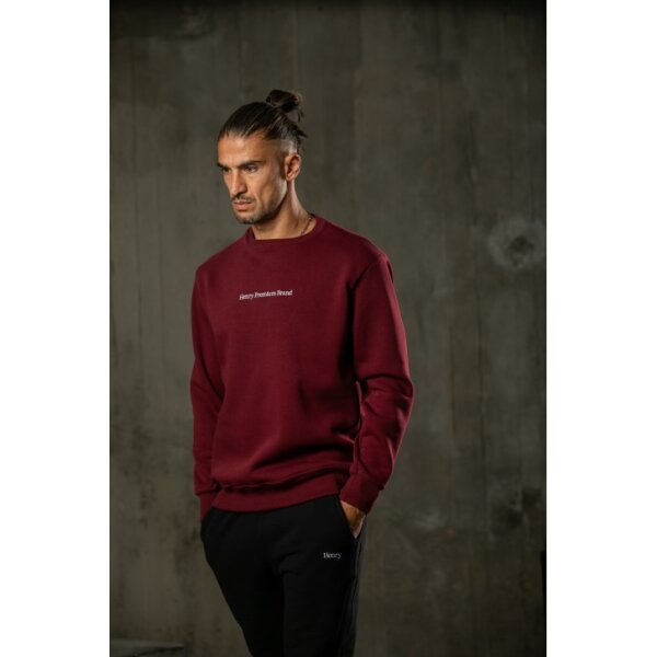 Ανδρικό φούτερ λαιμόκοψη Henry-Clothing 3-671 μπορντώ - Image 2