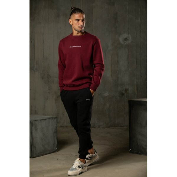 Ανδρικό φούτερ λαιμόκοψη Henry-Clothing 3-671 μπορντώ - Image 3