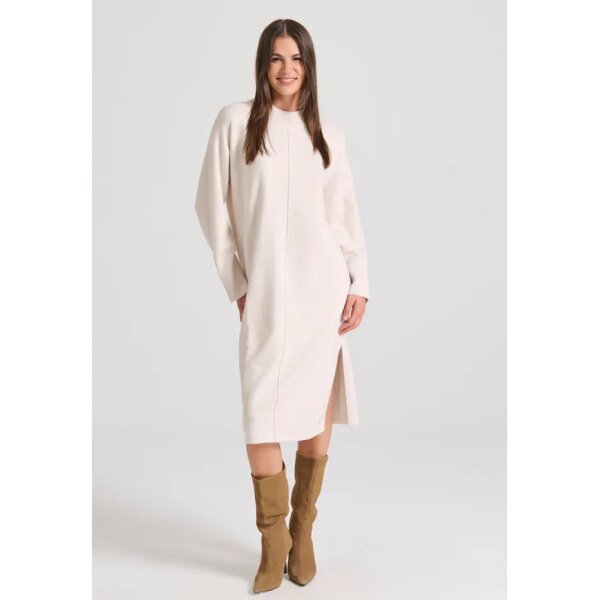 FBL010-106-13_CHALK_1 Γυναικείο Relaxed fit μίντι πλεκτό φόρεμα με πλαϊνά σκισίματα  FUNKY BUDDHA FBL010-106-13-CHALK - Image 2