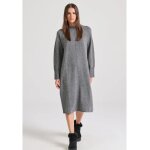 Γυναικείο Relaxed fit μίντι πλεκτό φόρεμα με πλαϊνά σκισίματα FUNKY BUDDHA FBL010-106-13-GRAPHITE - Image 2
