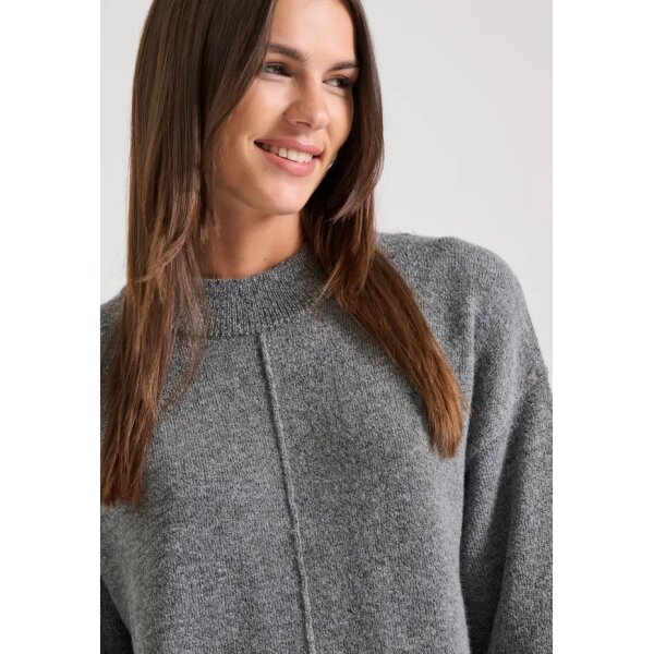 FBL010-106-13_GRAPHITE_2 Γυναικείο Relaxed fit μίντι πλεκτό φόρεμα με πλαϊνά σκισίματα  FUNKY BUDDHA FBL010-106-13-GRAPHITE - Image 3