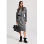 Γυναικείο Relaxed fit μίντι πλεκτό φόρεμα με πλαϊνά σκισίματα FUNKY BUDDHA FBL010-106-13-GRAPHITE