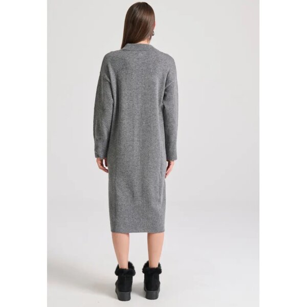 FBL010-106-13_GRAPHITE_4 Γυναικείο Relaxed fit μίντι πλεκτό φόρεμα με πλαϊνά σκισίματα  FUNKY BUDDHA FBL010-106-13-GRAPHITE - Image 4