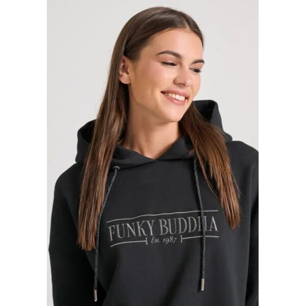 Γυναικείο Oversized φούτερ με branded κέντημα στο στήθος  FUNKY BUDDHA FBL010-112-06 - Image 2