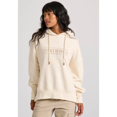 Γυναικείο Oversized φούτερ με branded κέντημα στο στήθος FUNKY BUDDHA FBL010-112-06 EΚΡΟΥ