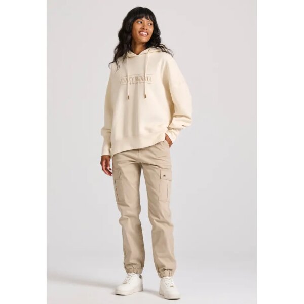 Γυναικείο Oversized φούτερ με branded κέντημα στο στήθος  FUNKY BUDDHA FBL010-112-06 EΚΡΟΥ - Image 2