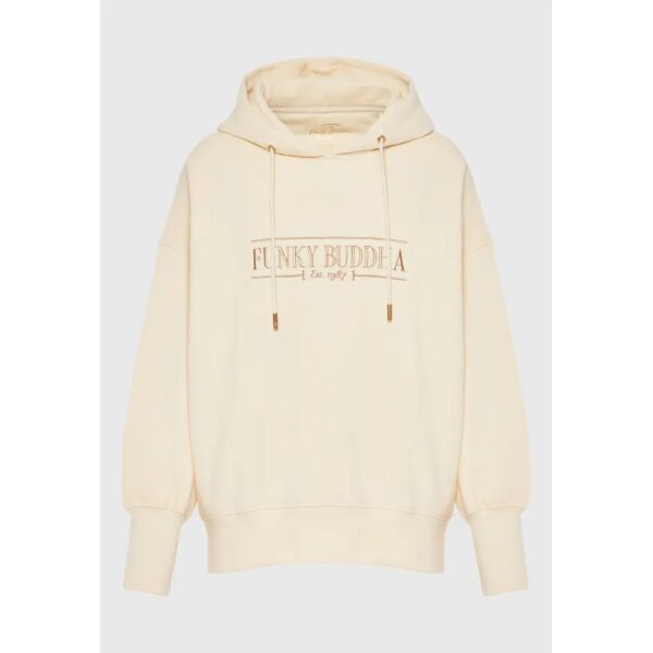 Γυναικείο Oversized φούτερ με branded κέντημα στο στήθος  FUNKY BUDDHA FBL010-112-06 EΚΡΟΥ - Image 5