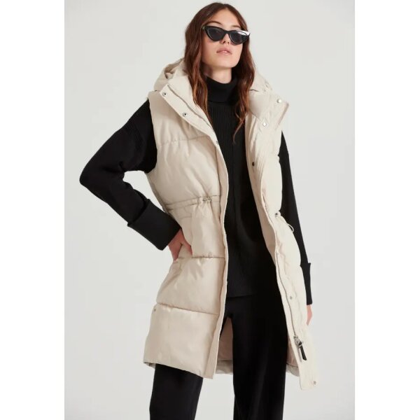 FBL010-113-01_CHALK_1 Γυναικείο Loose fit αμάνικο puffer μακρύ μπουφάν  FBL010-113-01 FUNKY BUDDHA - Image 2