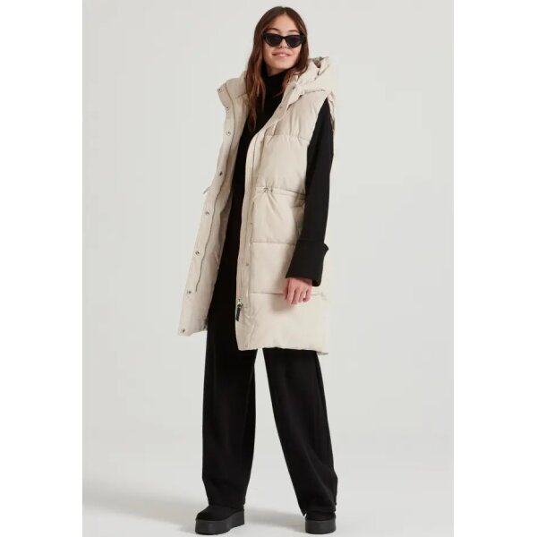 FBL010-113-01_CHALK_3 Γυναικείο Loose fit αμάνικο puffer μακρύ μπουφάν  FBL010-113-01 FUNKY BUDDHA - Image 3