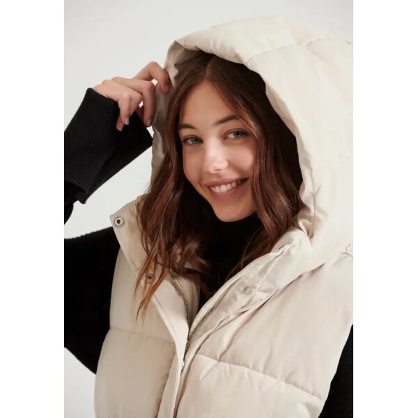 FBL010-113-01_CHALK_4 Γυναικείο Loose fit αμάνικο puffer μακρύ μπουφάν  FBL010-113-01 FUNKY BUDDHA - Image 4