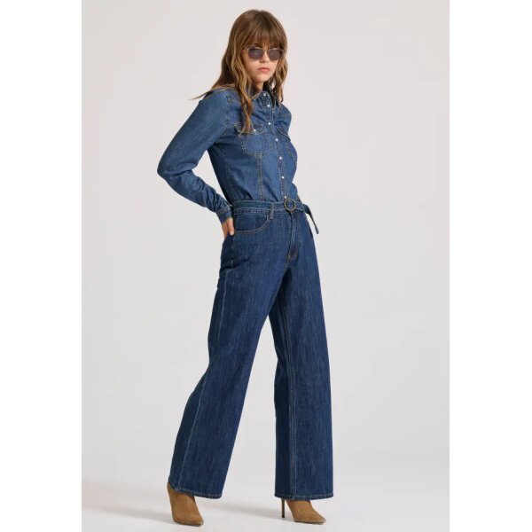 Γυναικείο Straight fit τζιν παντελόνι με ζώνη  FBL010-167-02 FUNKY BUDDHA - Image 1