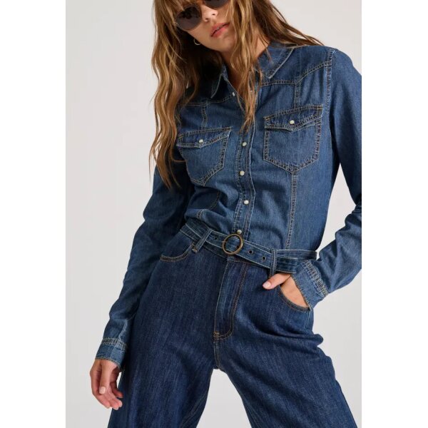 Γυναικείο Straight fit τζιν παντελόνι με ζώνη  FBL010-167-02 FUNKY BUDDHA - Image 3