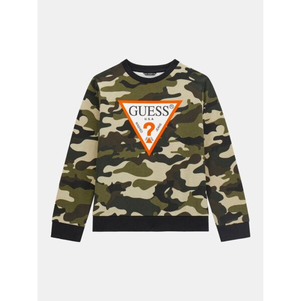 L4BQ01KAD73-P8F9 Μπλούζα Φούτερ με στάμπα καμουφλάζ με τριγωνικό λογότυπο Guess  L4BQ01KAD73-P8F9 - Image 1