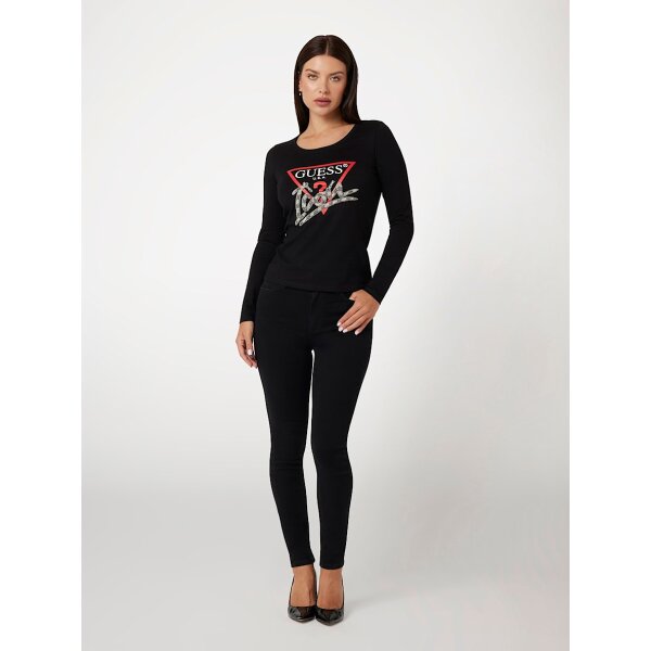 Γυναικείο T-shirt μαύρο με τριγωνικό λογότυπο icon Guess  W4BI21I3Z14-JBLK - Image 3