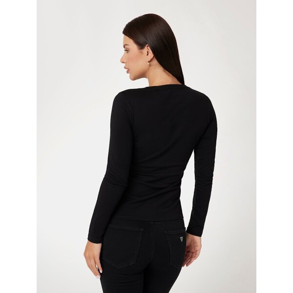 Γυναικείο T-shirt μαύρο με τριγωνικό λογότυπο icon Guess  W4BI21I3Z14-JBLK - Image 4