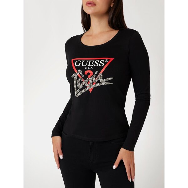 Γυναικείο T-shirt μαύρο με τριγωνικό λογότυπο icon Guess  W4BI21I3Z14-JBLK - Image 5