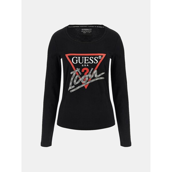 Γυναικείο T-shirt μαύρο με τριγωνικό λογότυπο icon Guess  W4BI21I3Z14-JBLK - Image 6