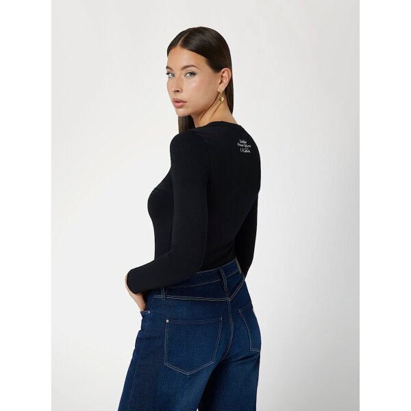 W4BI28J1314-JBLK-ALT2 Γυναικείο T-shirt με τριγωνικό λογότυπο με animal print Guess W4BI28J1314-JBLK - Image 3