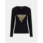 Γυναικείο T-shirt με τριγωνικό λογότυπο με animal print Guess W4BI28J1314-JBLK - Image 4