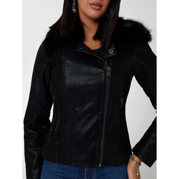 W4BL29WGJE0-JBLK-ALT3 Γυναικείο Biker μπουφάν από δερματίνη Guess W4BL29WGJE0-JBLK - Image 4