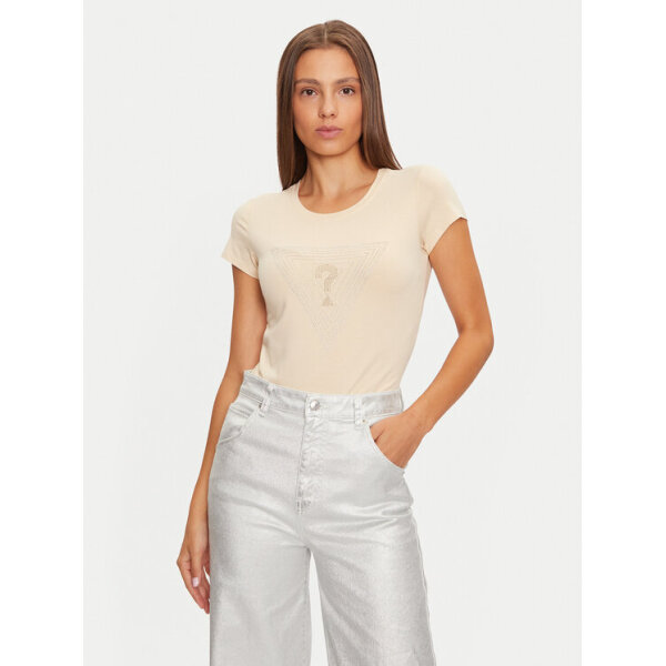 guess-t-shirt-w4bi41-ka0q1-mpez-regular-fit-0000304802416 Γυναικείο T-Shirt W4BI41 KA0Q1 Μπεζ Regular Fit GUESS - Image 1