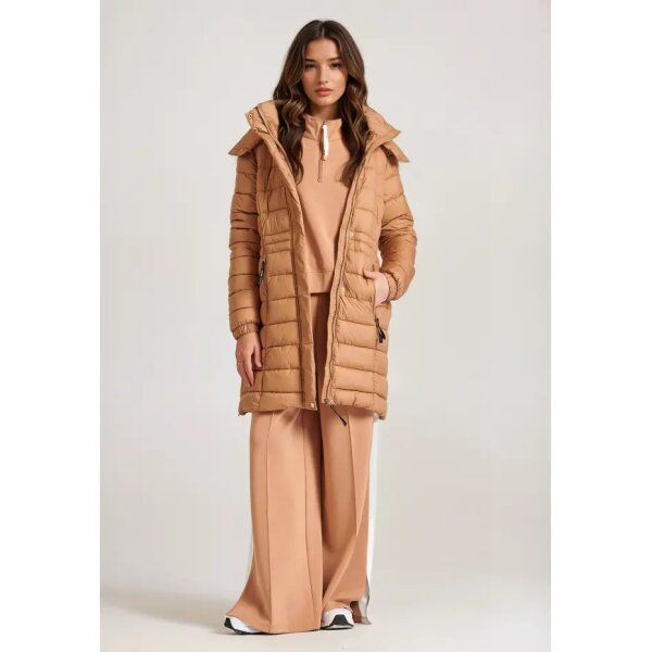 Γυναικείο Μακρύ  puffer μπουφάν με αποσπώμενη γούνα FUNKY BUDDHA FBL010-101-01 - Image 1