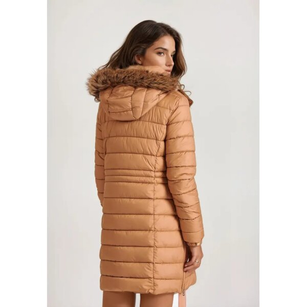 Γυναικείο Μακρύ  puffer μπουφάν με αποσπώμενη γούνα FUNKY BUDDHA FBL010-101-01 - Image 3