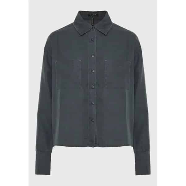 FBL010-102-05_ANTHRACITE_6 Γυναικείο πουκάμισο Loose fit lyocell  cropped  BUDDHA FBL010-102-05-ANTHRACITE - Image 3