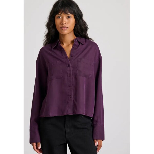 FBL010-102-05_DK_CHERRY_1 Γυναικείο πουκάμισο Loose fit lyocell  cropped  BUDDHA FBL010-102-05-CHERRY - Image 1