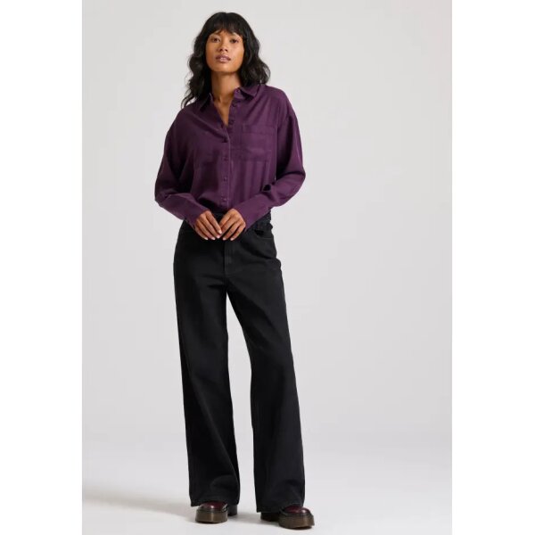 FBL010-102-05_DK_CHERRY_2 Γυναικείο πουκάμισο Loose fit lyocell  cropped  BUDDHA FBL010-102-05-CHERRY - Image 2