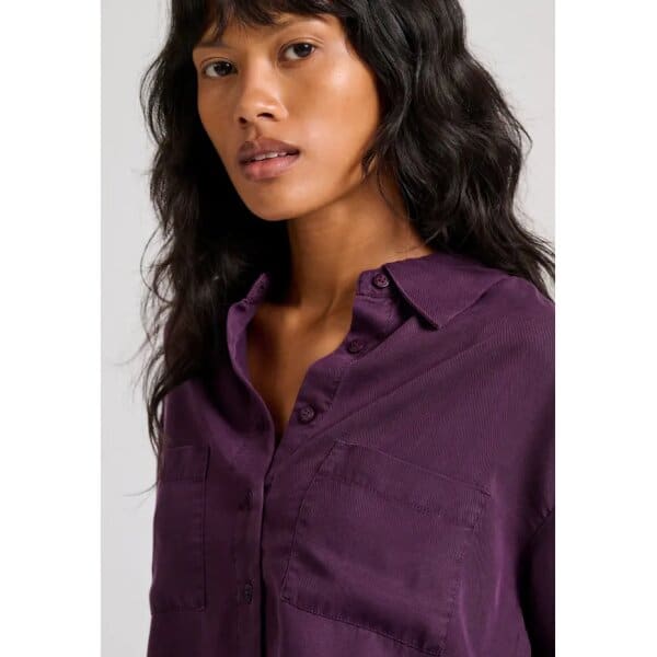 FBL010-102-05_DK_CHERRY_3 Γυναικείο πουκάμισο Loose fit lyocell  cropped  BUDDHA FBL010-102-05-CHERRY - Image 3