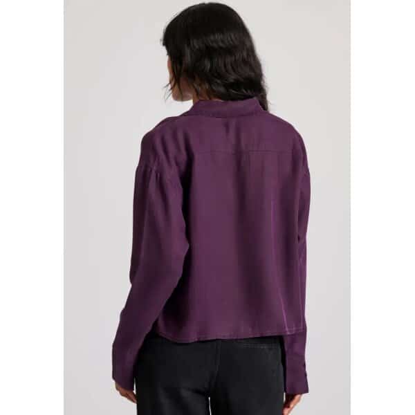 FBL010-102-05_DK_CHERRY_4 Γυναικείο πουκάμισο Loose fit lyocell  cropped  BUDDHA FBL010-102-05-CHERRY - Image 4