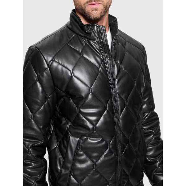 GM4BL28WGJ60-JBLKFW24(1) Ανδρικό μπουφάν δερμάτινο GUESS M4BL28WGJ60 μαύρο - Image 4