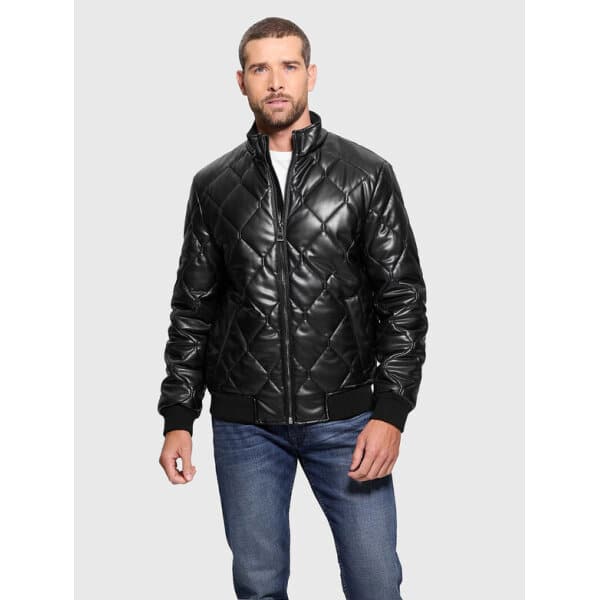 GM4BL28WGJ60-JBLKFW24(4) Ανδρικό μπουφάν δερμάτινο GUESS M4BL28WGJ60 μαύρο - Image 1