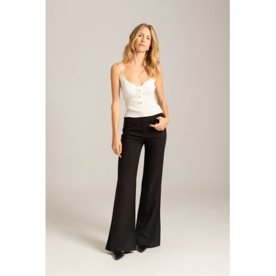 Γυναικείο Ψηλόμεσο παντελόνι σε γραμμή καμπάνα MISSY Mind Matter MML24-02-03-004_BLACK