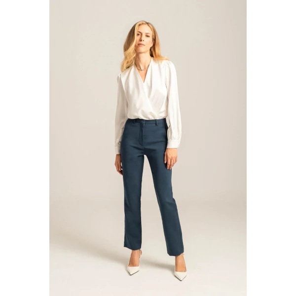 Γυναικείο Ψηλόμεσο παντελόνι σε ίσια γραμμή CLAUDY Mind Matter MML24-02-03-005_PETROL - Image 1