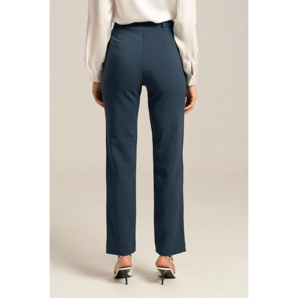 Γυναικείο Ψηλόμεσο παντελόνι σε ίσια γραμμή CLAUDY Mind Matter MML24-02-03-005_PETROL - Image 4