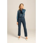 Γυναικείο Ψηλόμεσο παντελόνι σε ίσια γραμμή CLAUDY Mind Matter MML24-02-03-005_PETROL - Image 5