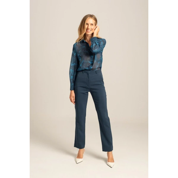 Γυναικείο Ψηλόμεσο παντελόνι σε ίσια γραμμή CLAUDY Mind Matter MML24-02-03-005_PETROL - Image 5