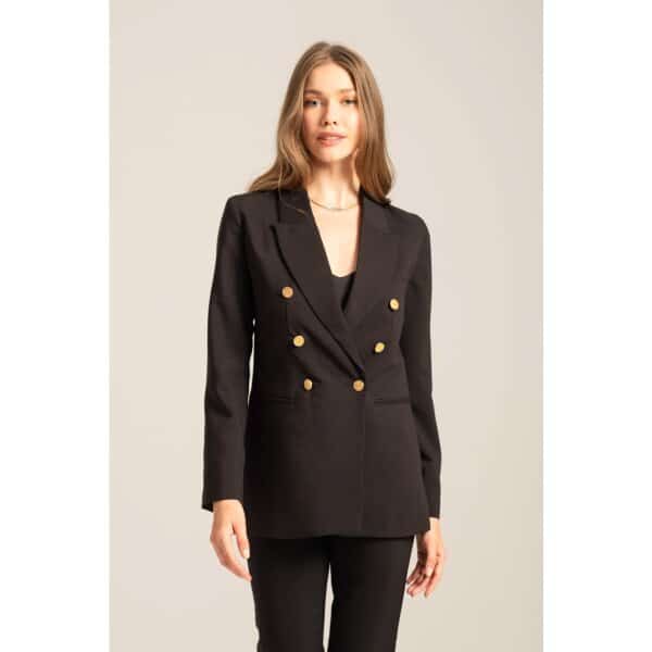 MML24-02-05-003_BLACK_2_1728385275 Γυναικείο Σταυρωτό σακάκι MONIKA  Mind Matter MML24-02-05-003_BLACK - Image 1