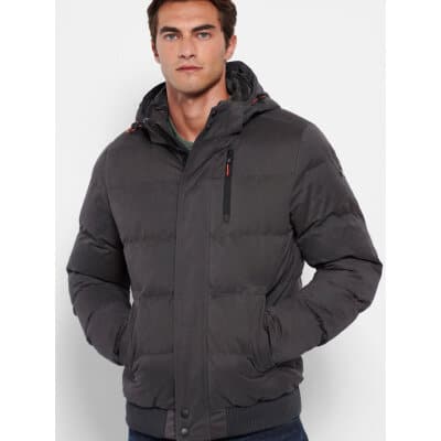 Ανδρικό μπουφάν puffer Funky Buddha FBM006-021-01 ανθρακί