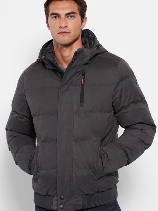 Ανδρικό μπουφάν puffer Funky Buddha FBM006-021-01 ανθρακί - Image 1