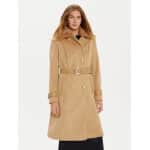 Γυναικείο Παλτό Amelia GUESS W4BL46 WGKI2 ΜΠΕΖ Regular Fit